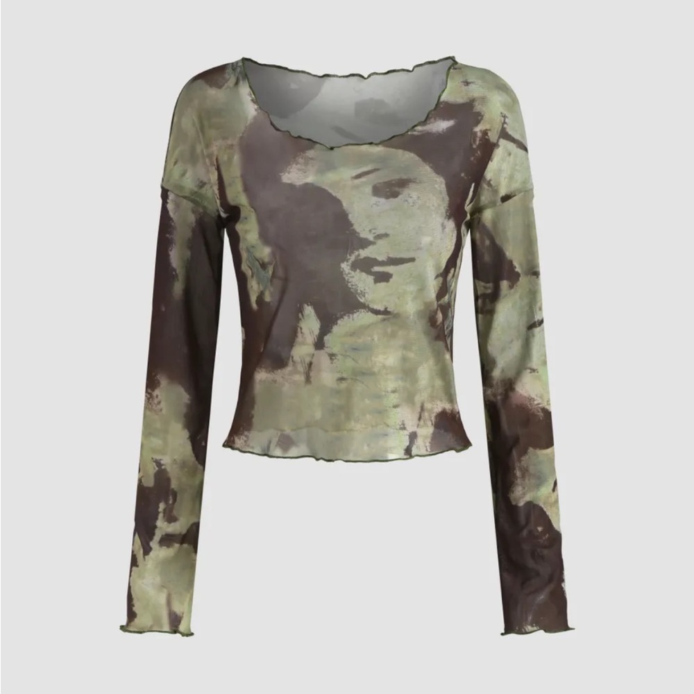 Cider XL Off-The-Shoulder Portrait Mesh Tee
